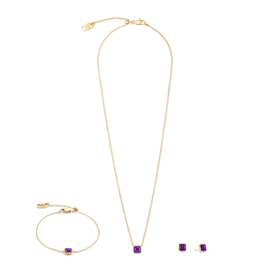 Birthstone Februar Halskette Sugilith Gold