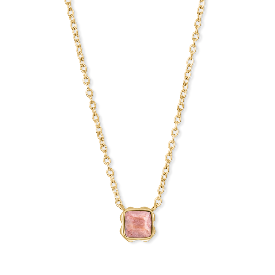 Birthstone Juli Halskette Rhodochrosit Gold