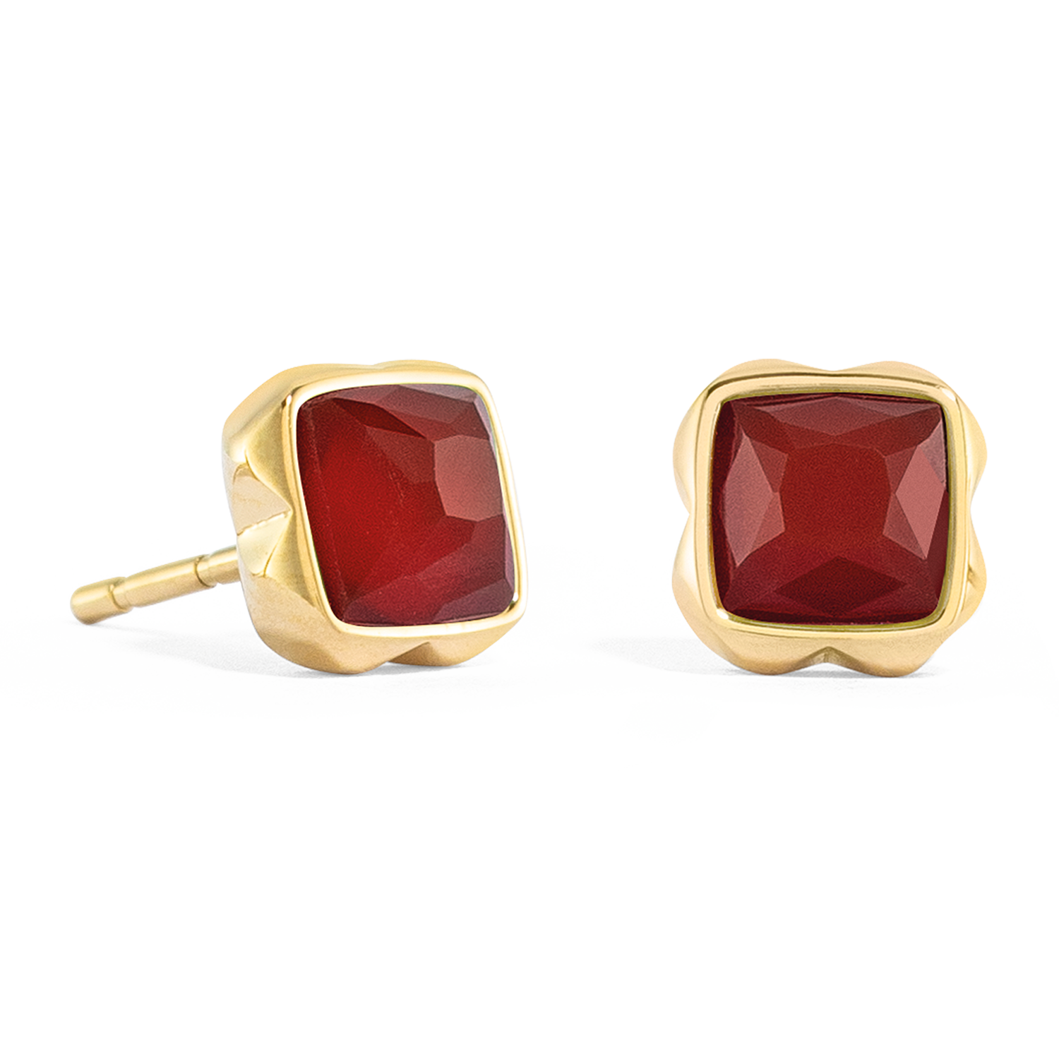 Birthstone Januar Ohrringe Roter Achat Gold von COEUR DE LION – Detailaufnahme