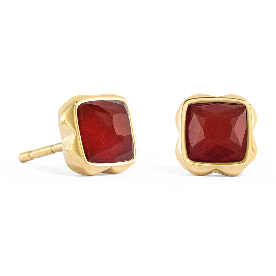 Birthstone Januar Ohrringe Roter Achat Gold