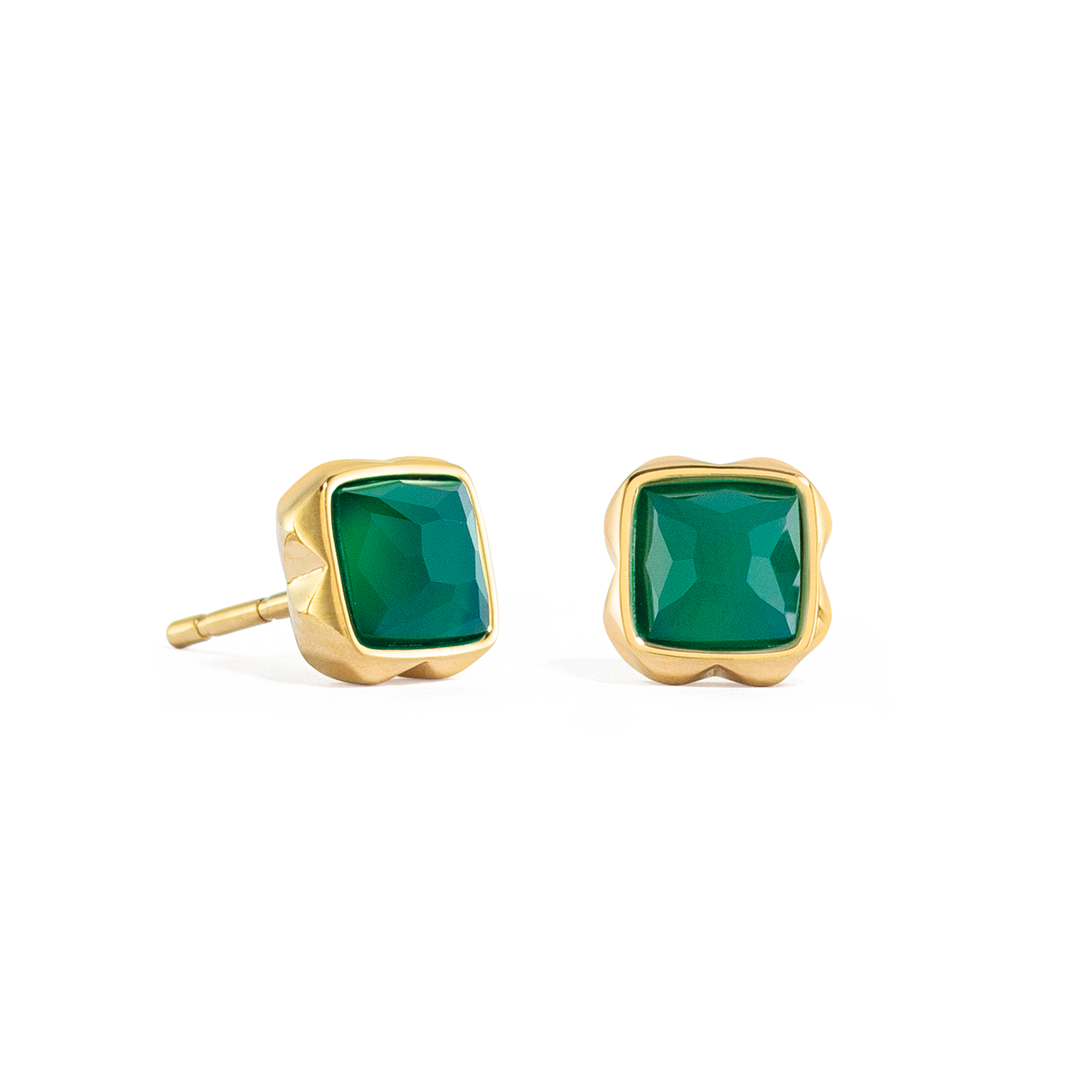 Birthstone Mai Ohrringe Grüner Achat Gold