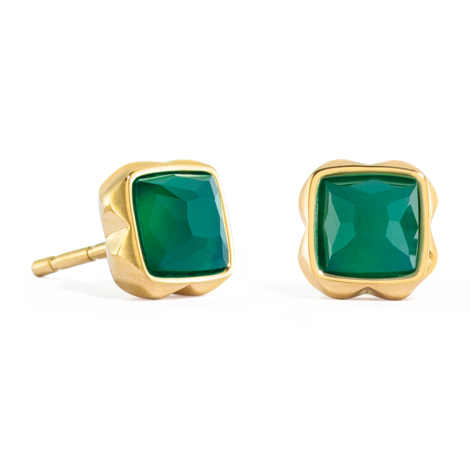 Birthstone Mai Ohrringe Grüner Achat Gold