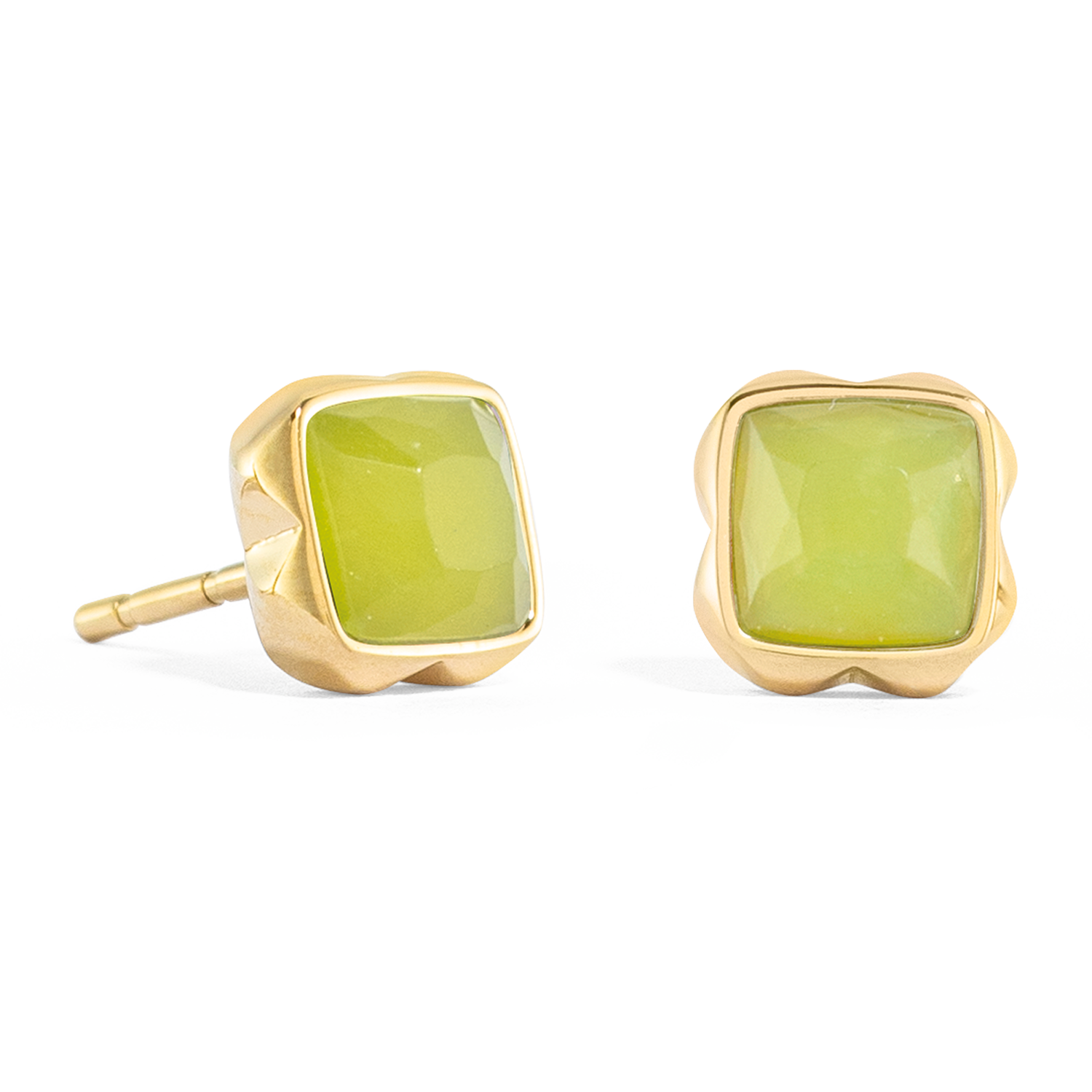 Birthstone August Ohrringe Grüner Jade Gold von COEUR DE LION – Detailaufnahme