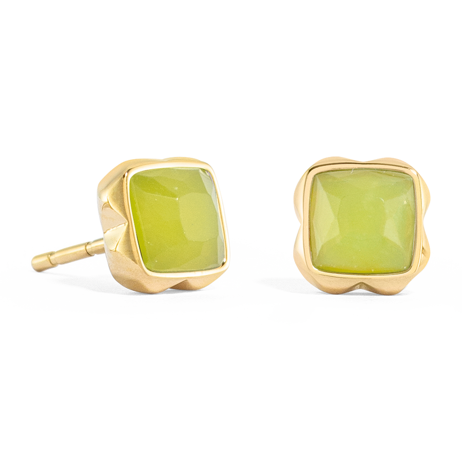 Birthstone August Ohrringe Grüner Jade Gold