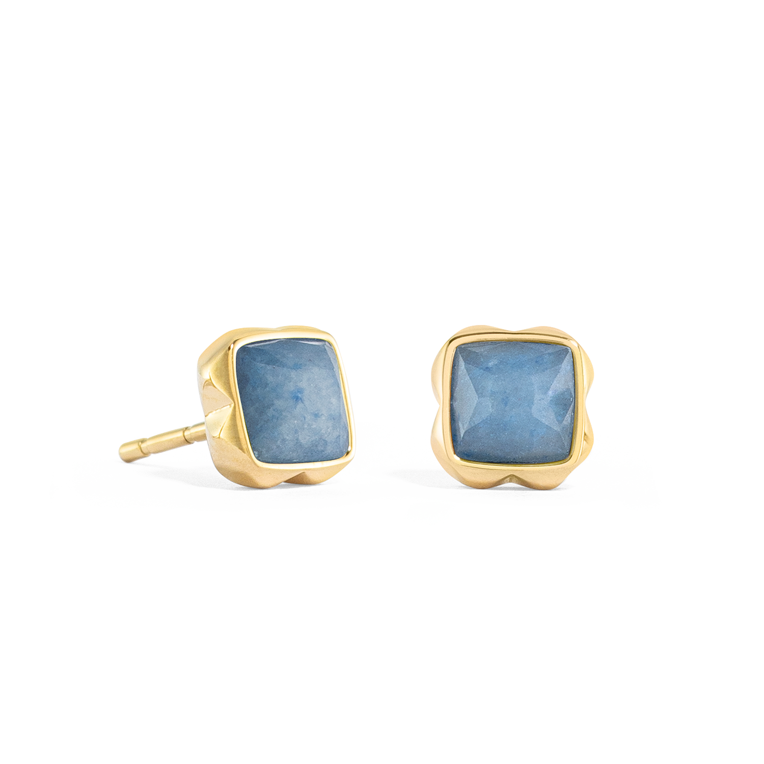 Birthstone März Ohrringe Blauer Aventurin Gold von COEUR DE LION