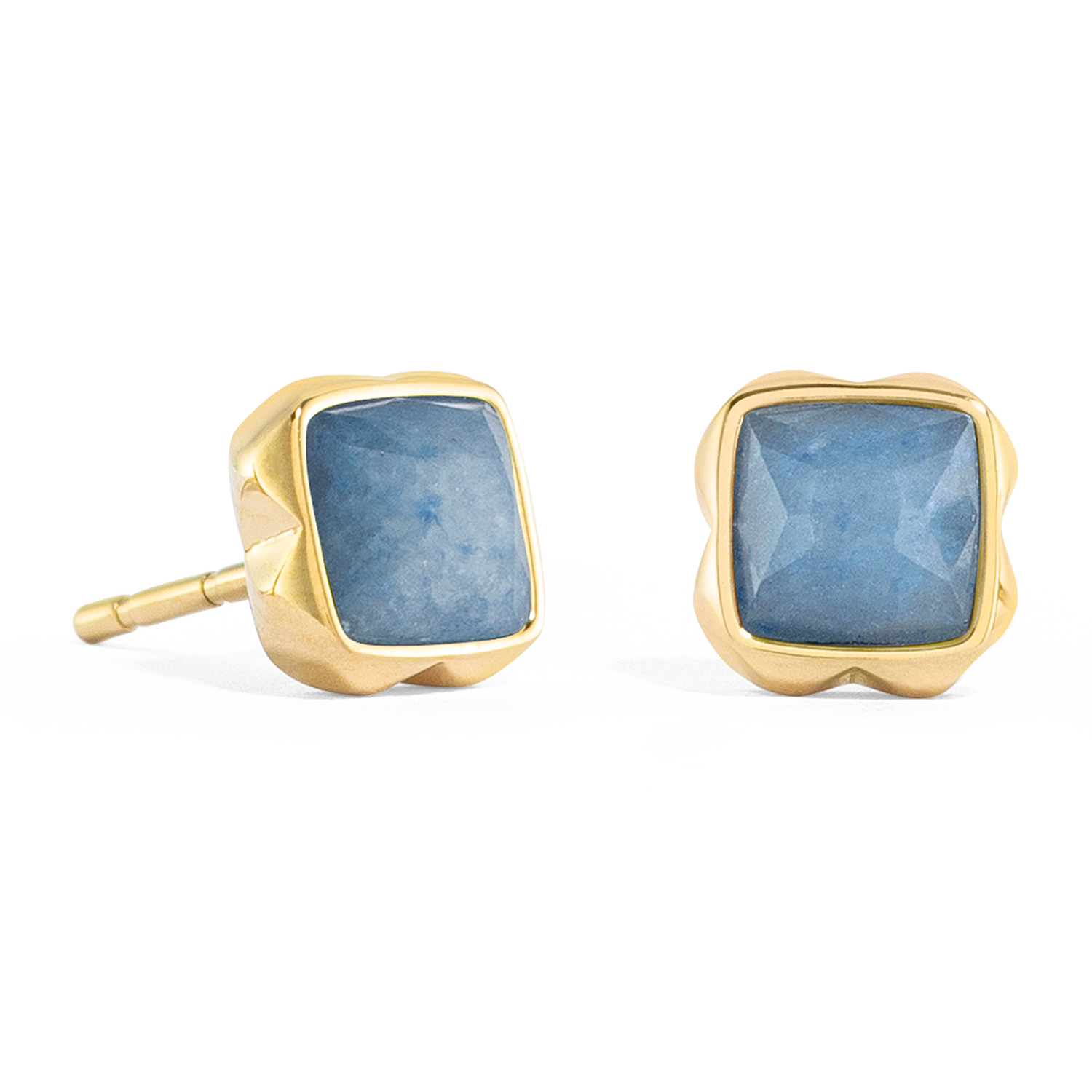 Birthstone März Ohrringe Blauer Aventurin Gold von COEUR DE LION – Detailaufnahme