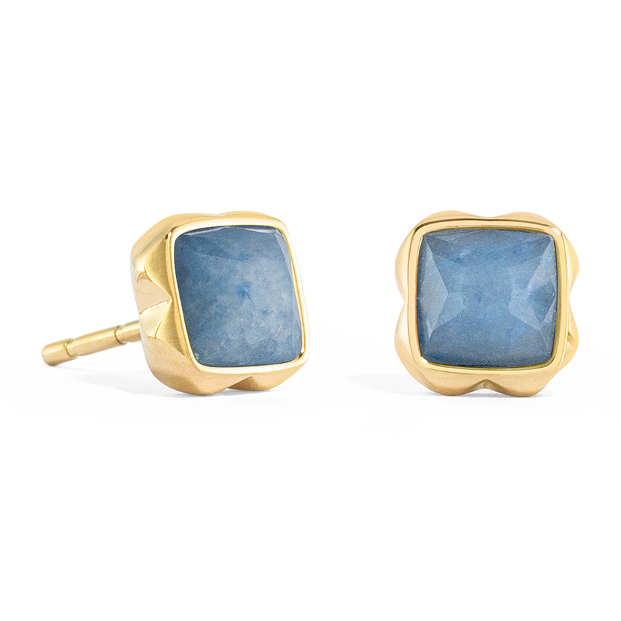 Birthstone März Ohrringe Blauer Aventurin Gold