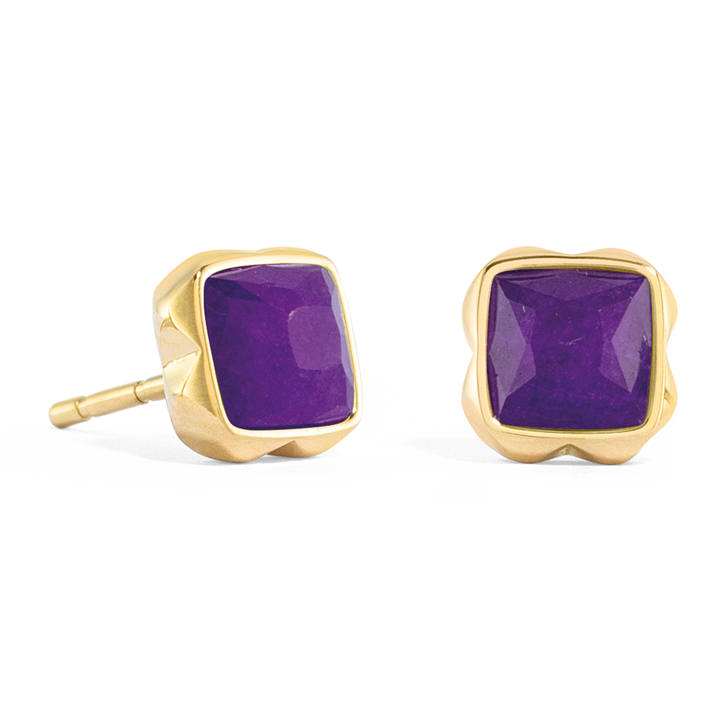 Birthstone Februar Ohrringe Sugilith Gold von COEUR DE LION – Detailaufnahme