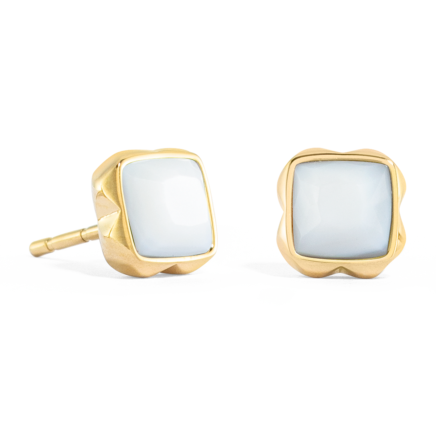 Birthstone April Ohrringe Weißer Quarz Gold von COEUR DE LION – Detailaufnahme