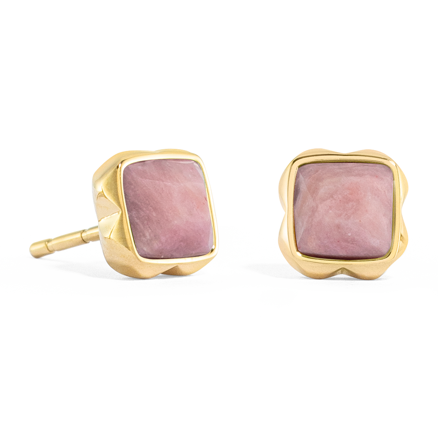 Birthstone Juli Ohrringe Rhodochrosit Gold von COEUR DE LION – Detailaufnahme