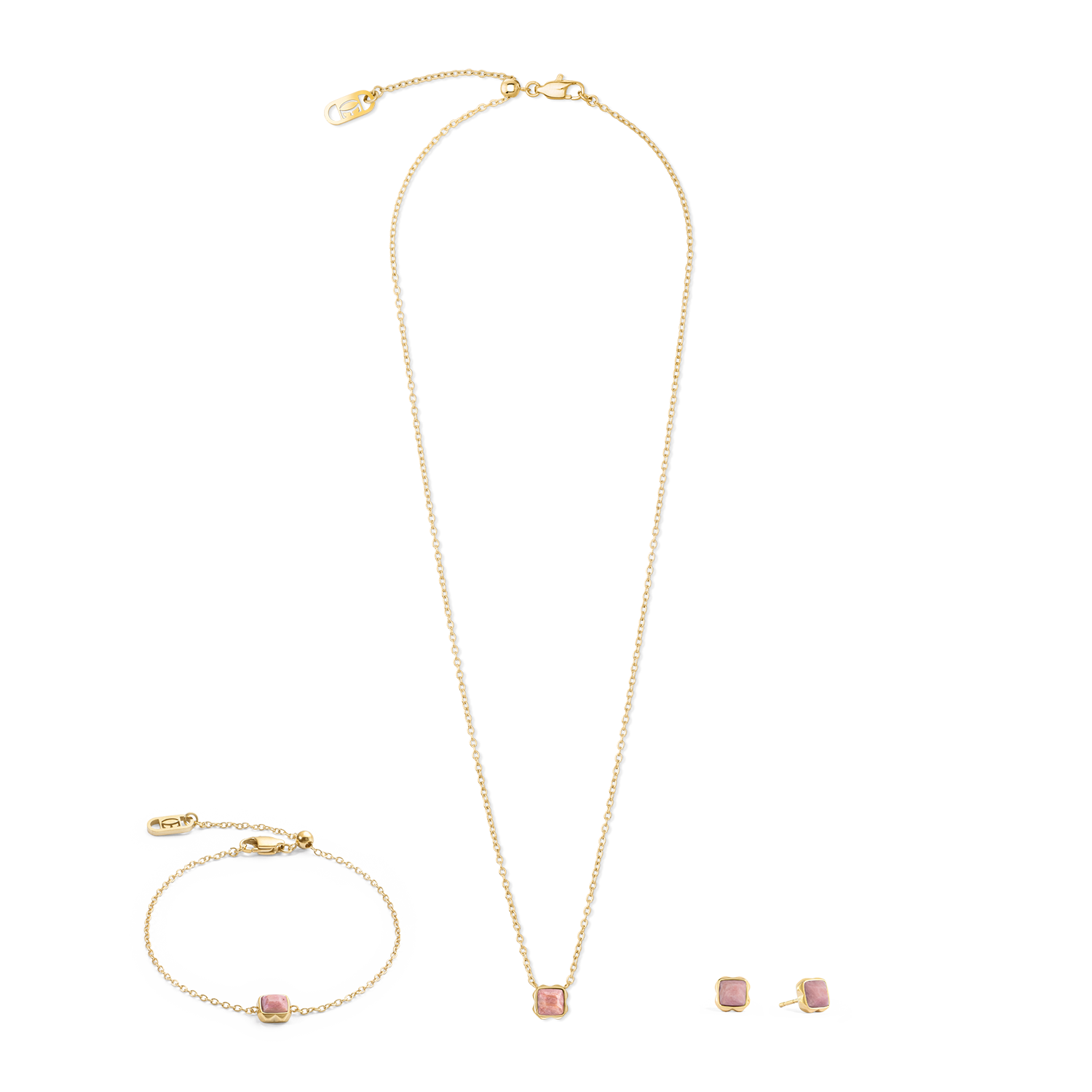 Birthstone Juli Ohrringe Rhodochrosit Gold von COEUR DE LION – im Set mit passenden Schmuckstücken