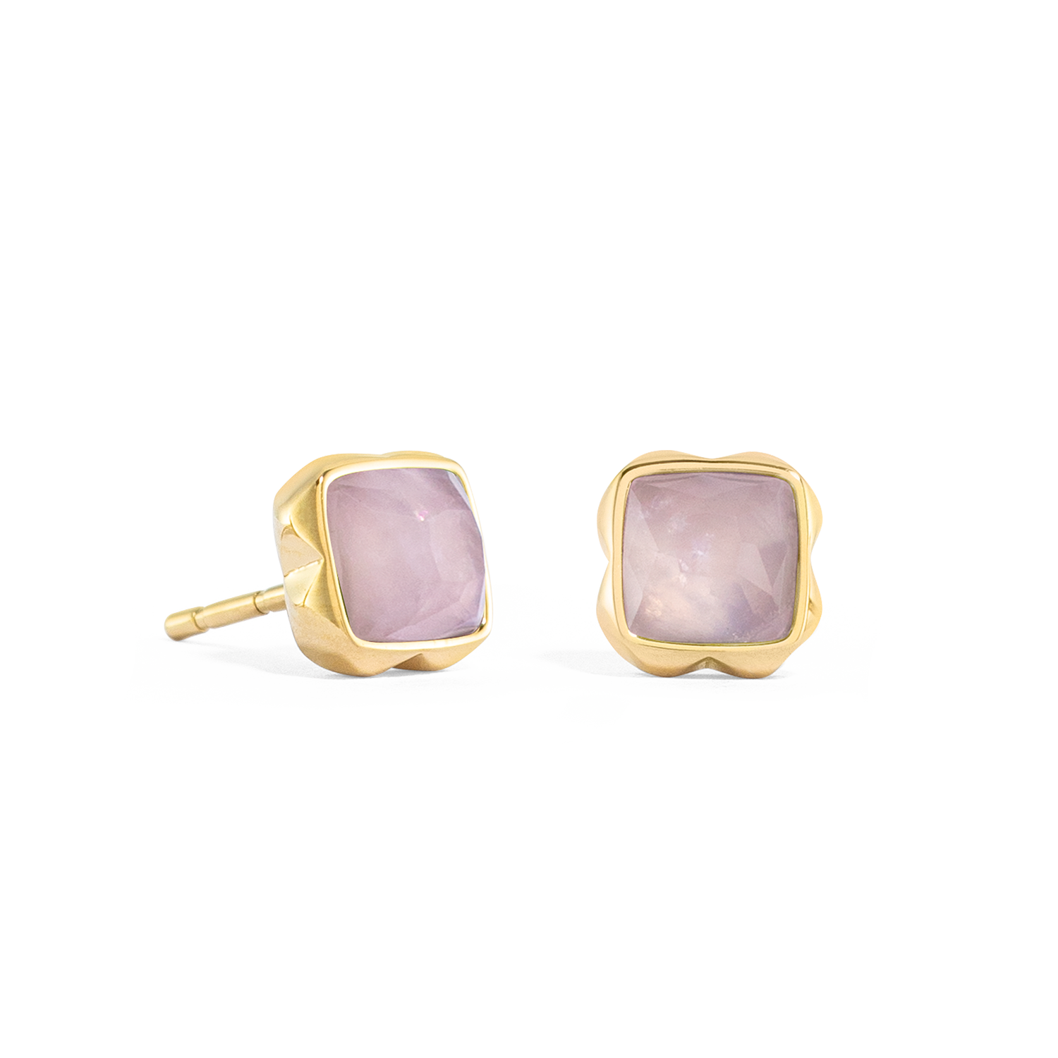 Birthstone Oktober Ohrringe Rosenquarz Gold von COEUR DE LION