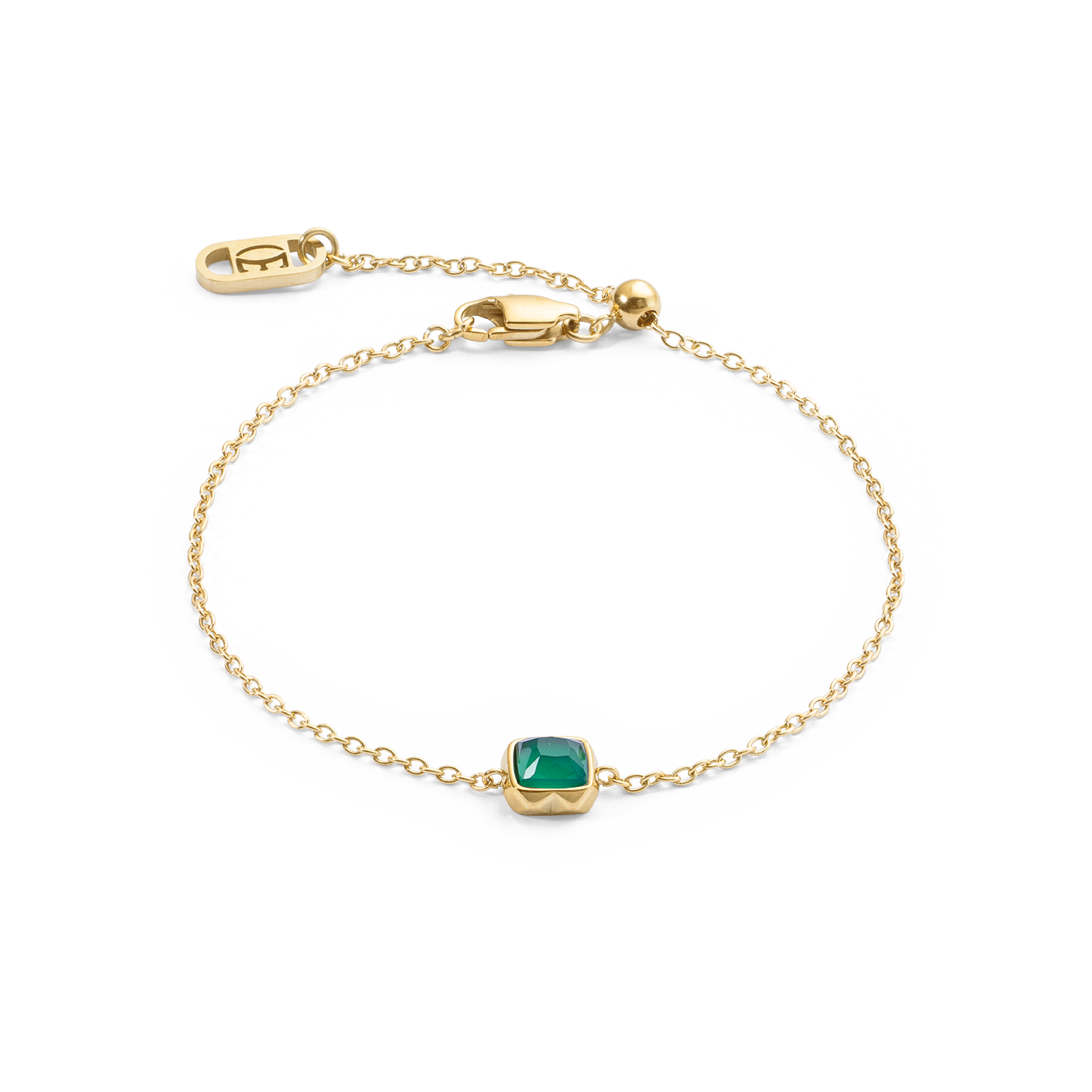 Birthstone Mai Armband Grüner Achat Gold von COEUR DE LION