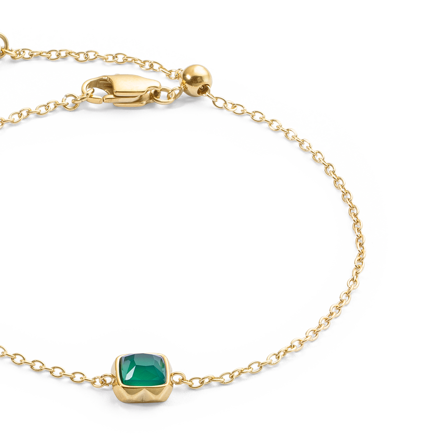 Birthstone Mai Armband Grüner Achat Gold