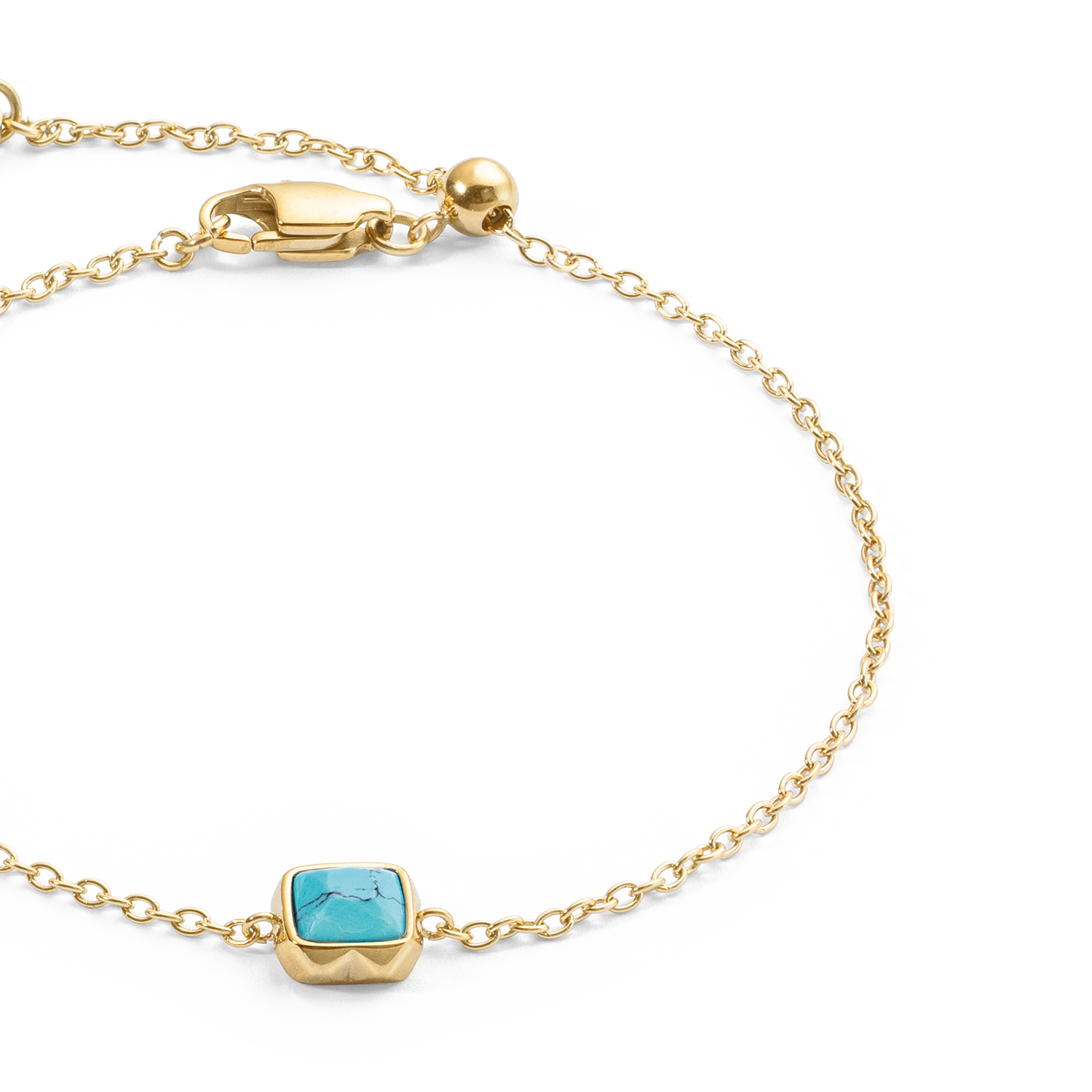 Birthstone Dezember Armband Türkis Gold von COEUR DE LION – Detailaufnahme