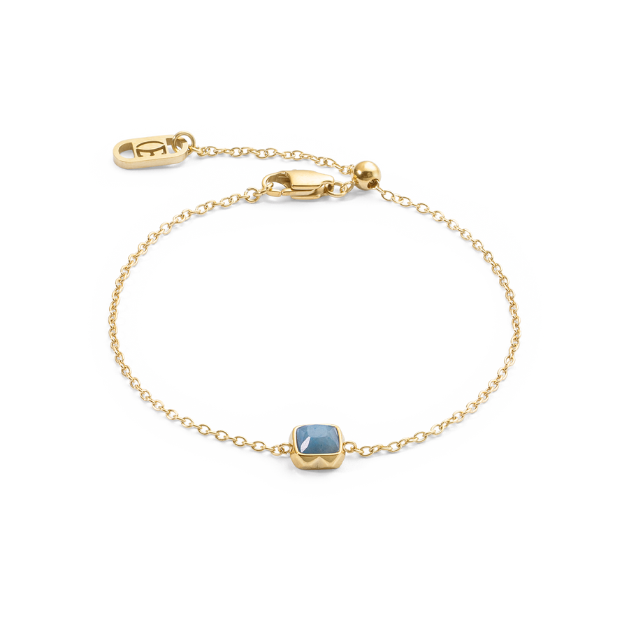 Birthstone März Armband Blauer Aventurin Gold