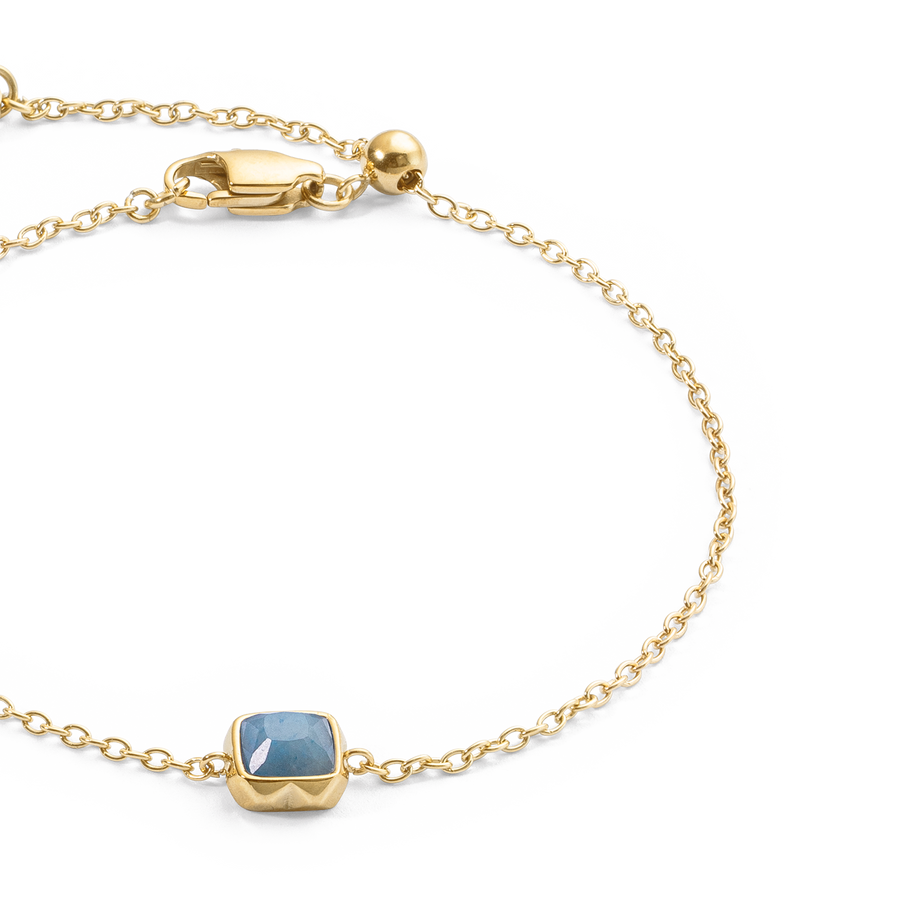 Birthstone März Armband Blauer Aventurin Gold