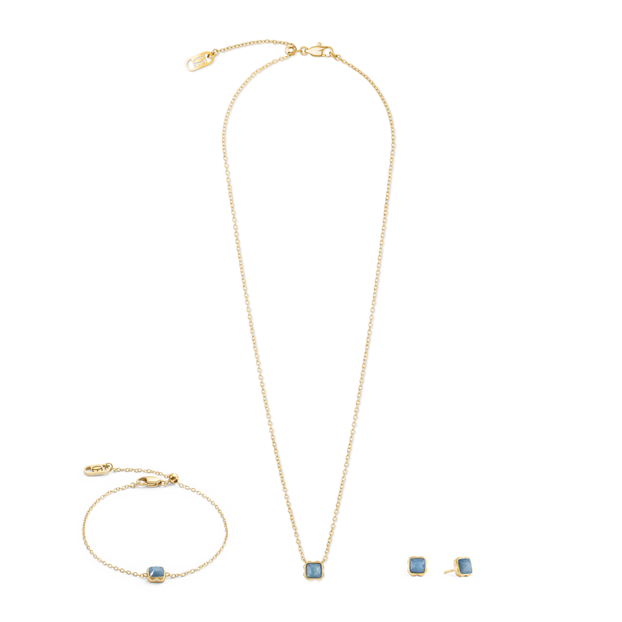 Birthstone März Armband Blauer Aventurin Gold