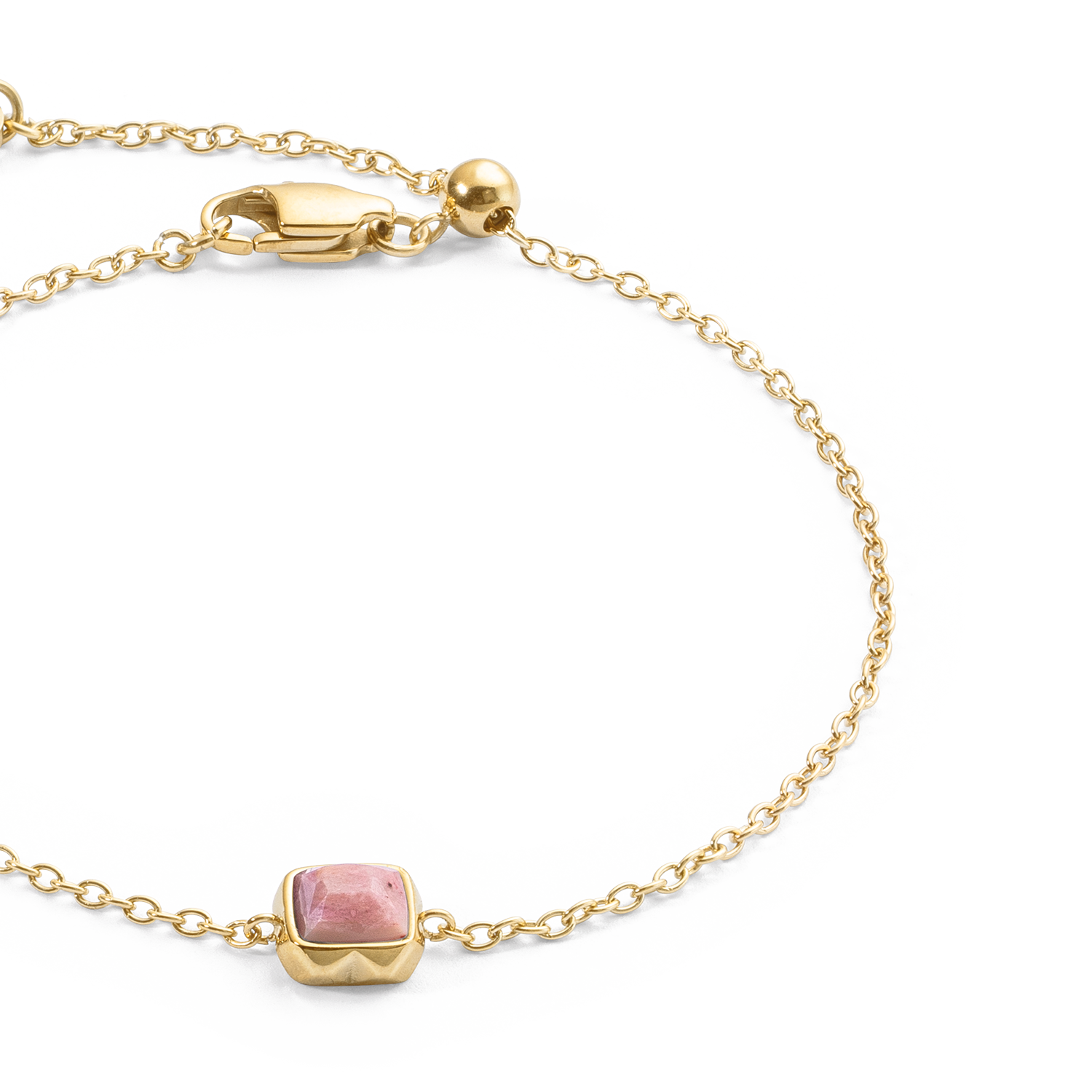 Birthstone Juli Armband Rhodochrosit Gold von COEUR DE LION – Detailaufnahme