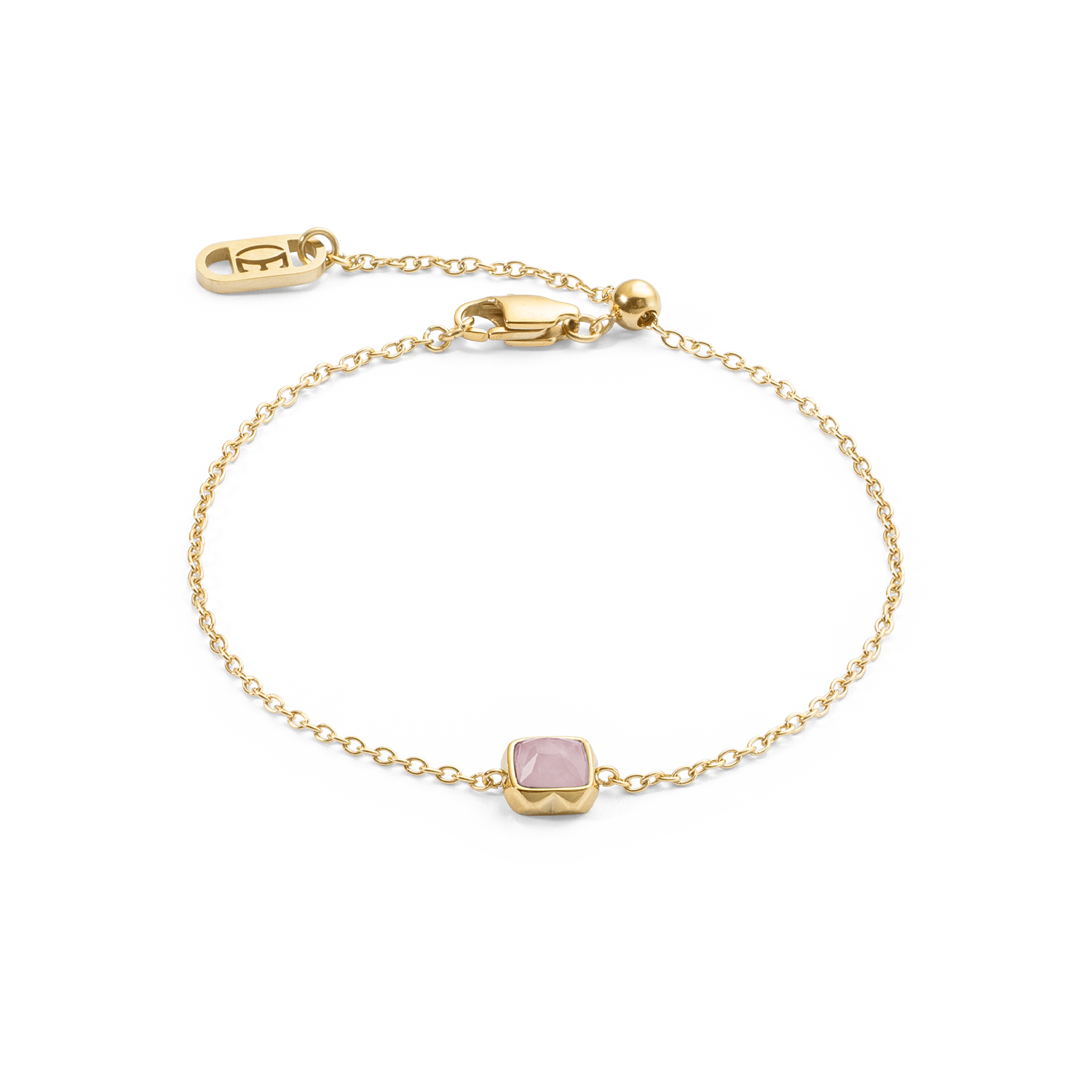 Birthstone Oktober Armband Rosenquarz Gold von COEUR DE LION