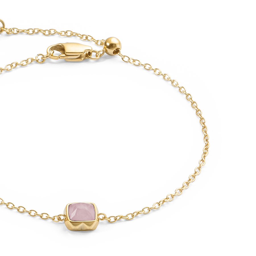 Birthstone Oktober Armband Rosenquarz Gold