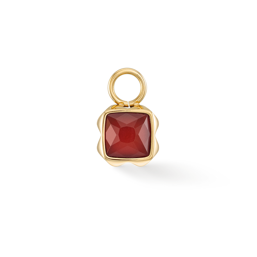 Birthstone Januar Charm Roter Achat Gold