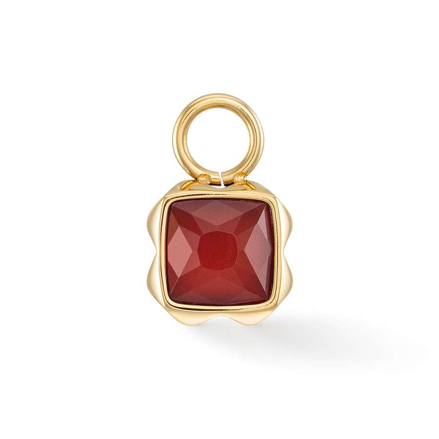 Birthstone Januar Charm Roter Achat Gold