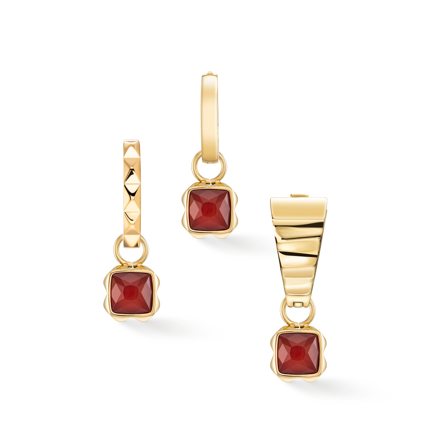 Birthstone Januar Charm Roter Achat Gold