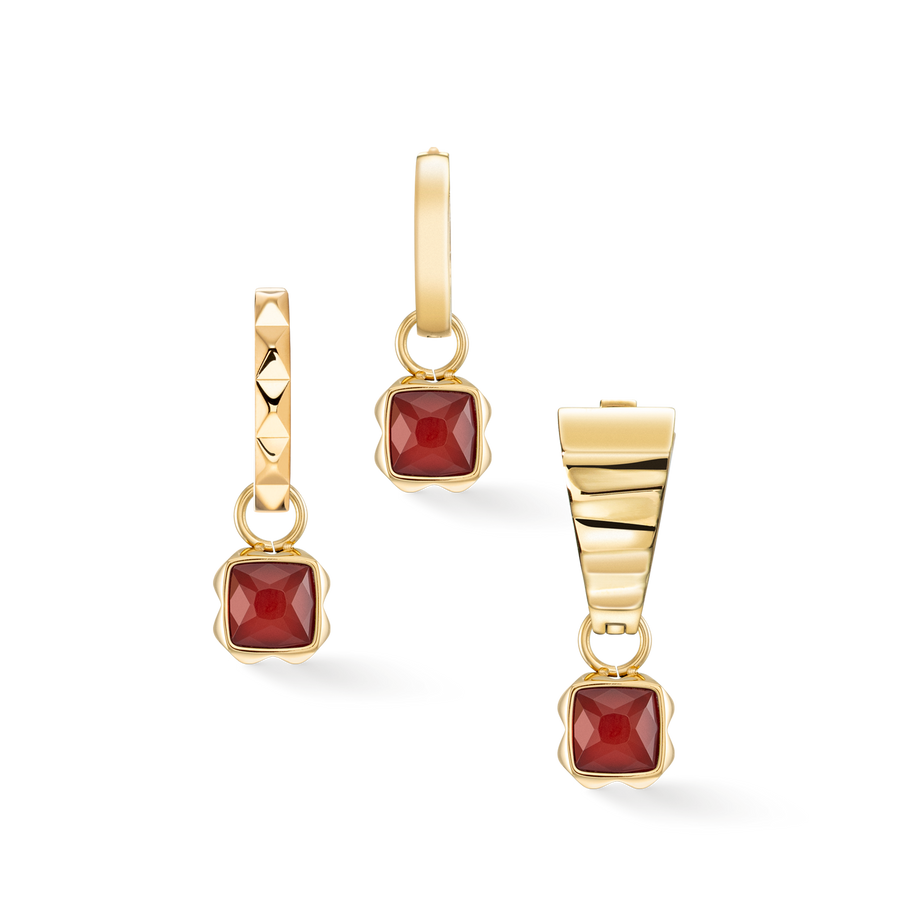 Birthstone Januar Charm Roter Achat Gold