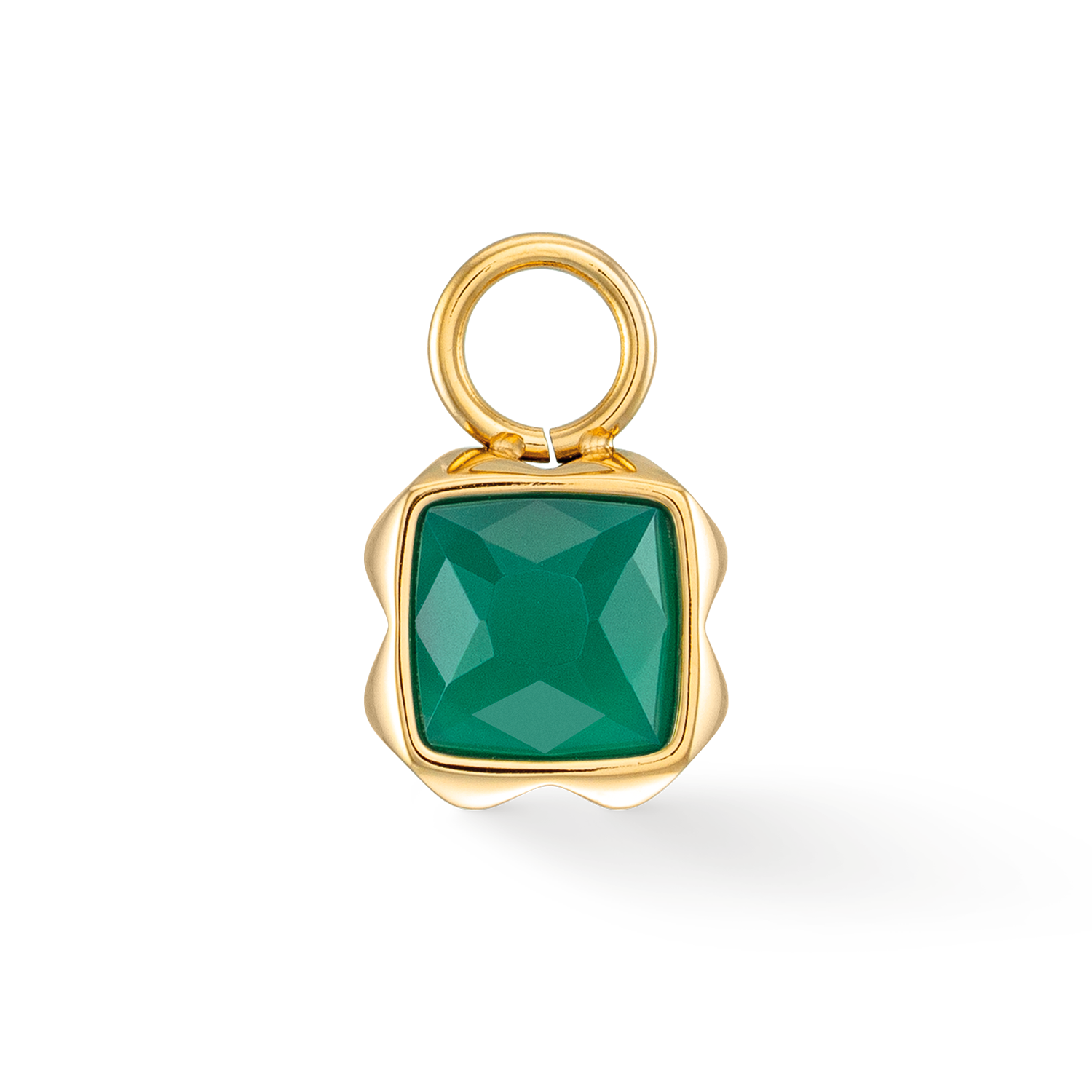 Birthstone Mai Charm Grüner Achat Gold von COEUR DE LION – Detailaufnahme