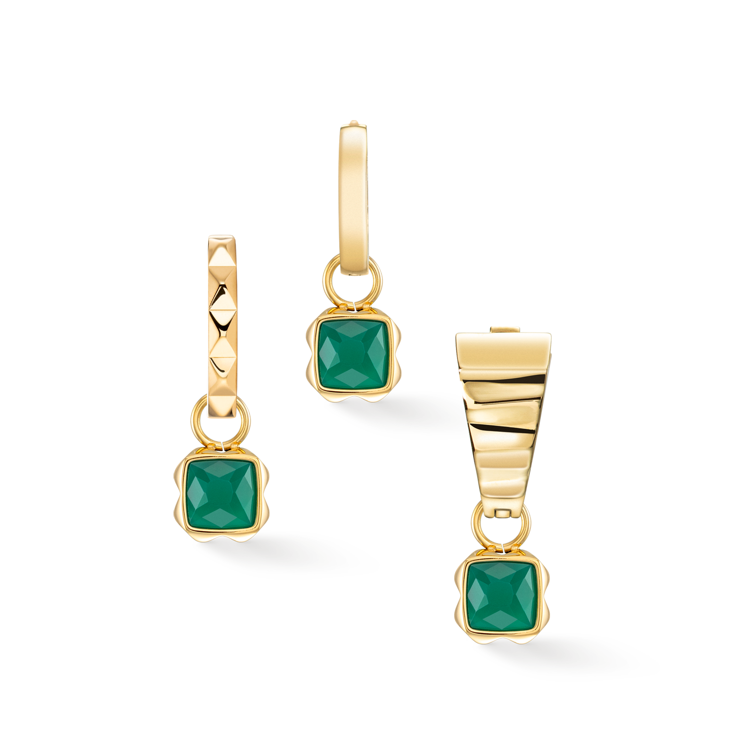 Birthstone Mai Charm Grüner Achat Gold von COEUR DE LION – Tragevariante
