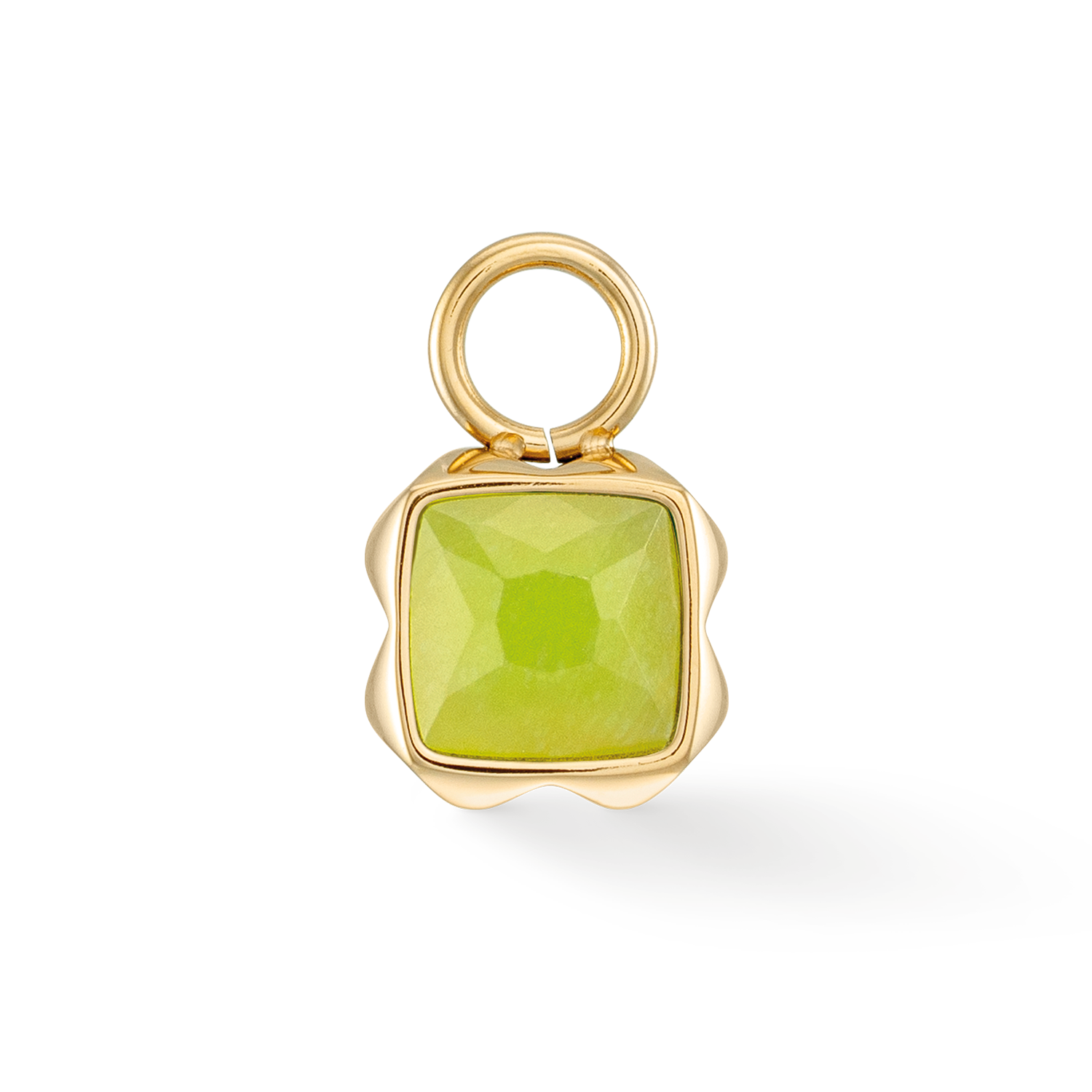 Birthstone August Charm Grüner Jade Gold von COEUR DE LION – Detailaufnahme