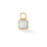 Birthstone April Charm Weißer Quarz Gold