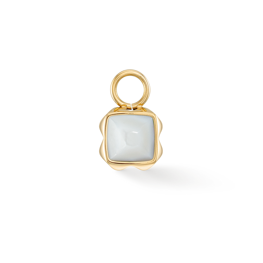 Birthstone April Charm Weißer Quarz Gold