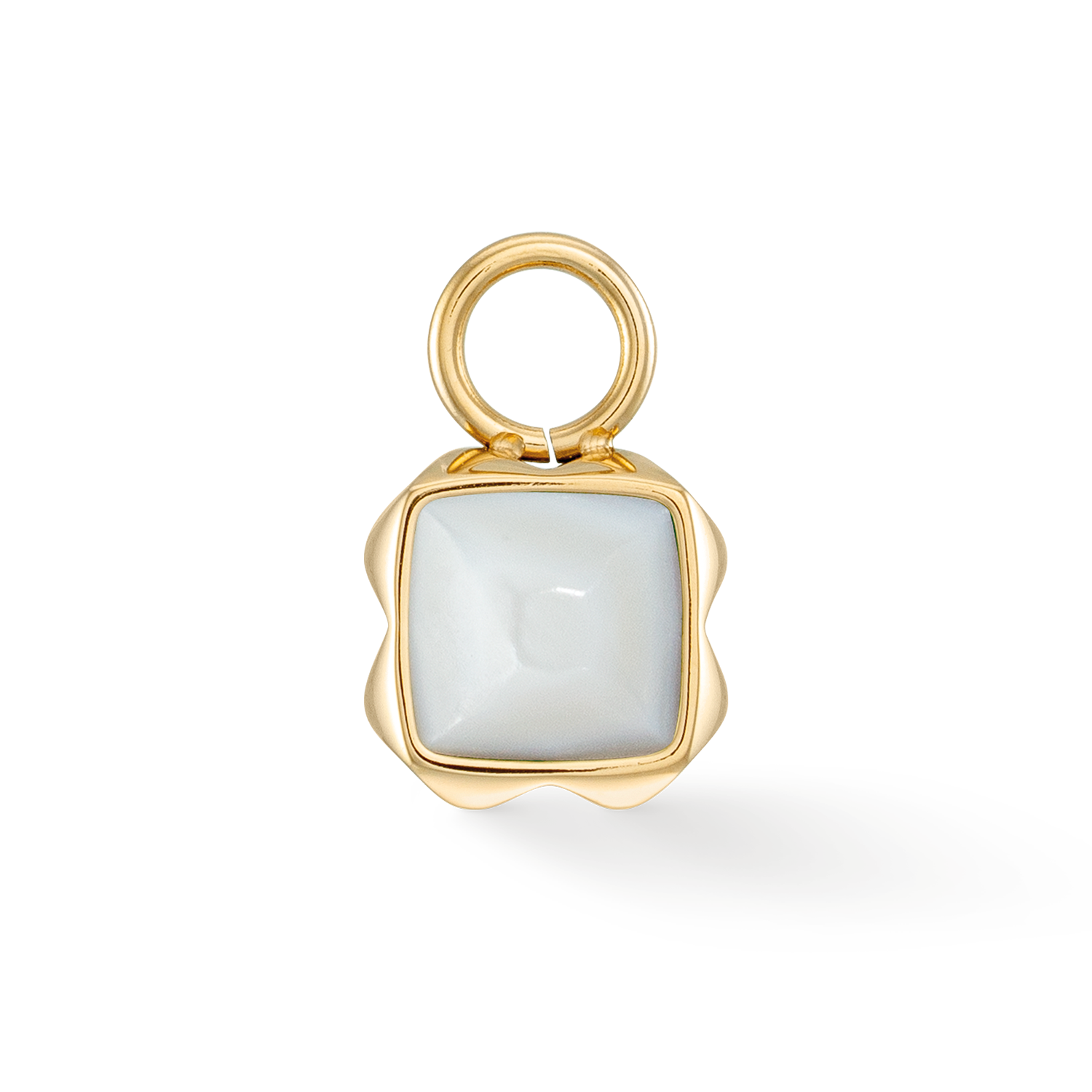Birthstone April Charm Weißer Quarz Gold von COEUR DE LION – Detailaufnahme