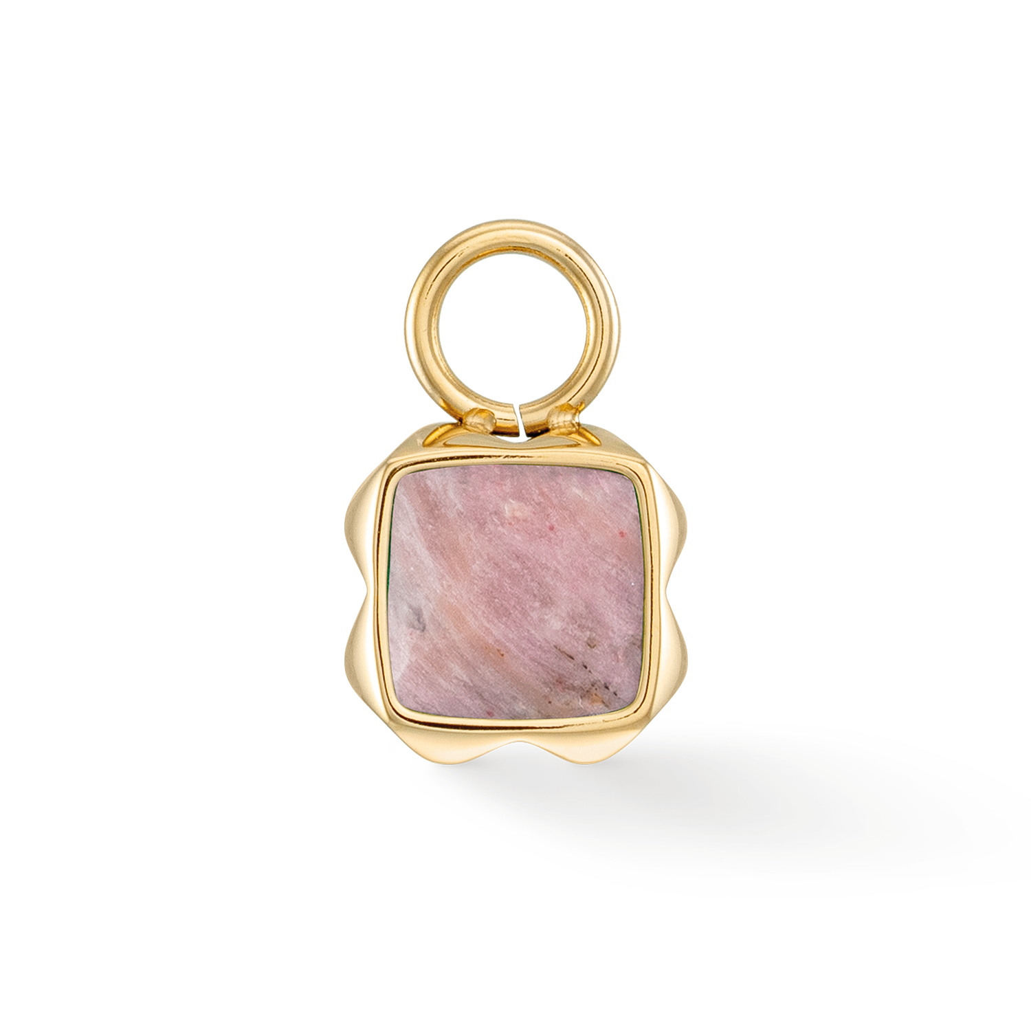 Birthstone Juli Charm Rhodochrosit Gold von COEUR DE LION – Detailaufnahme
