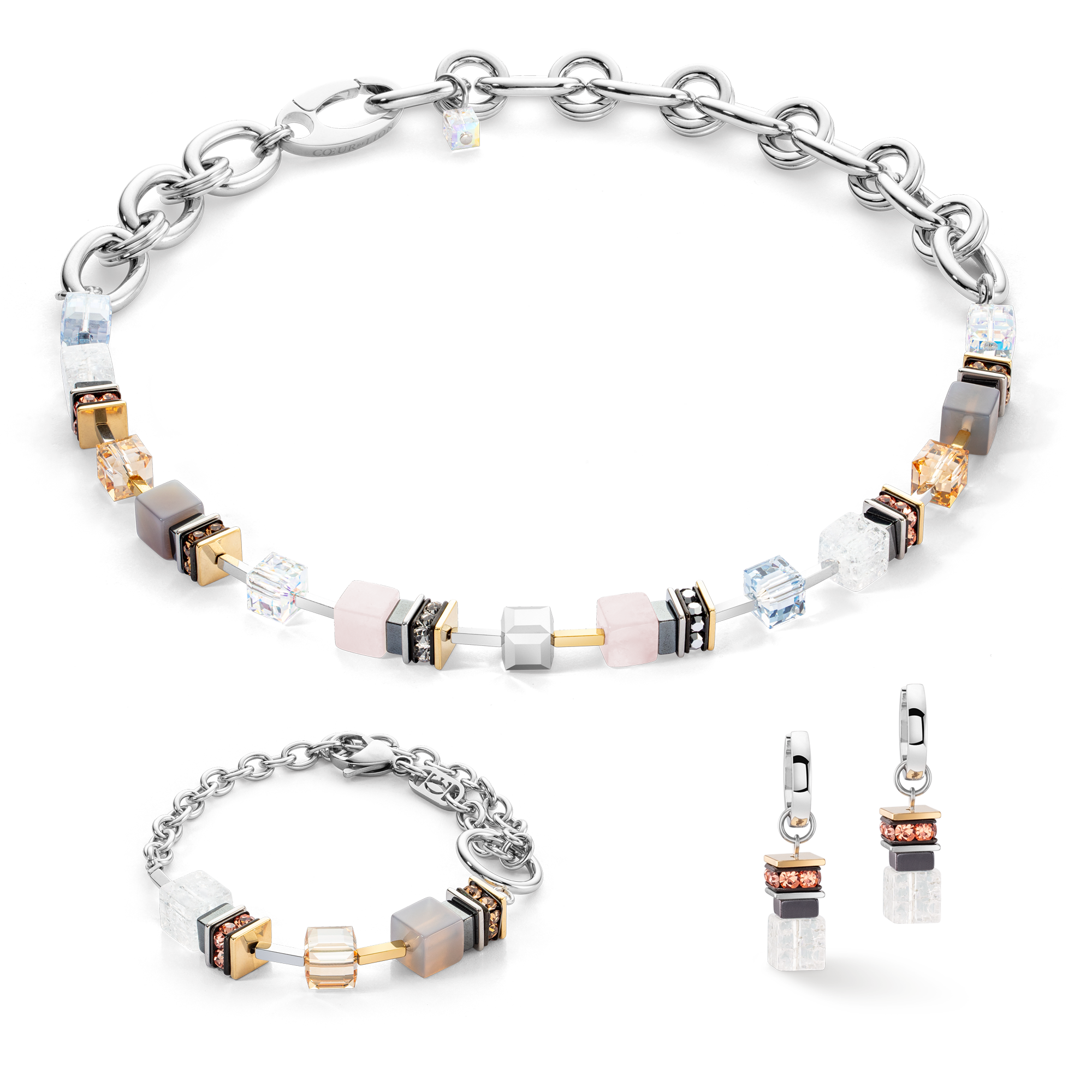 Armband Chunky Cubes & Chain Runway Exlusive Bicolor