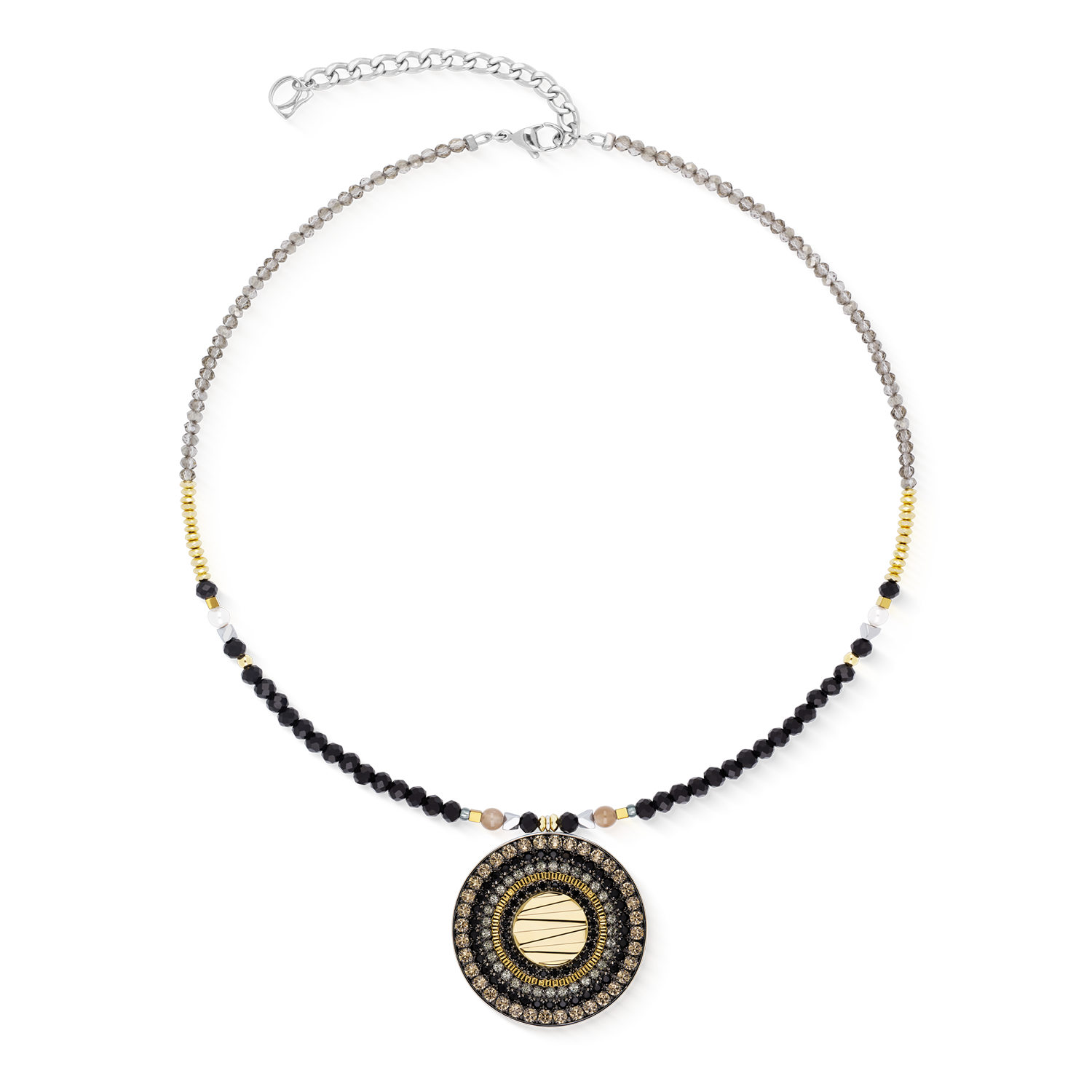 Halskette Amulett Modern Future Gold-Schwarz