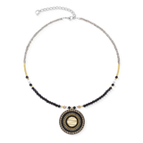 Halskette Amulett Modern Future Gold-Schwarz