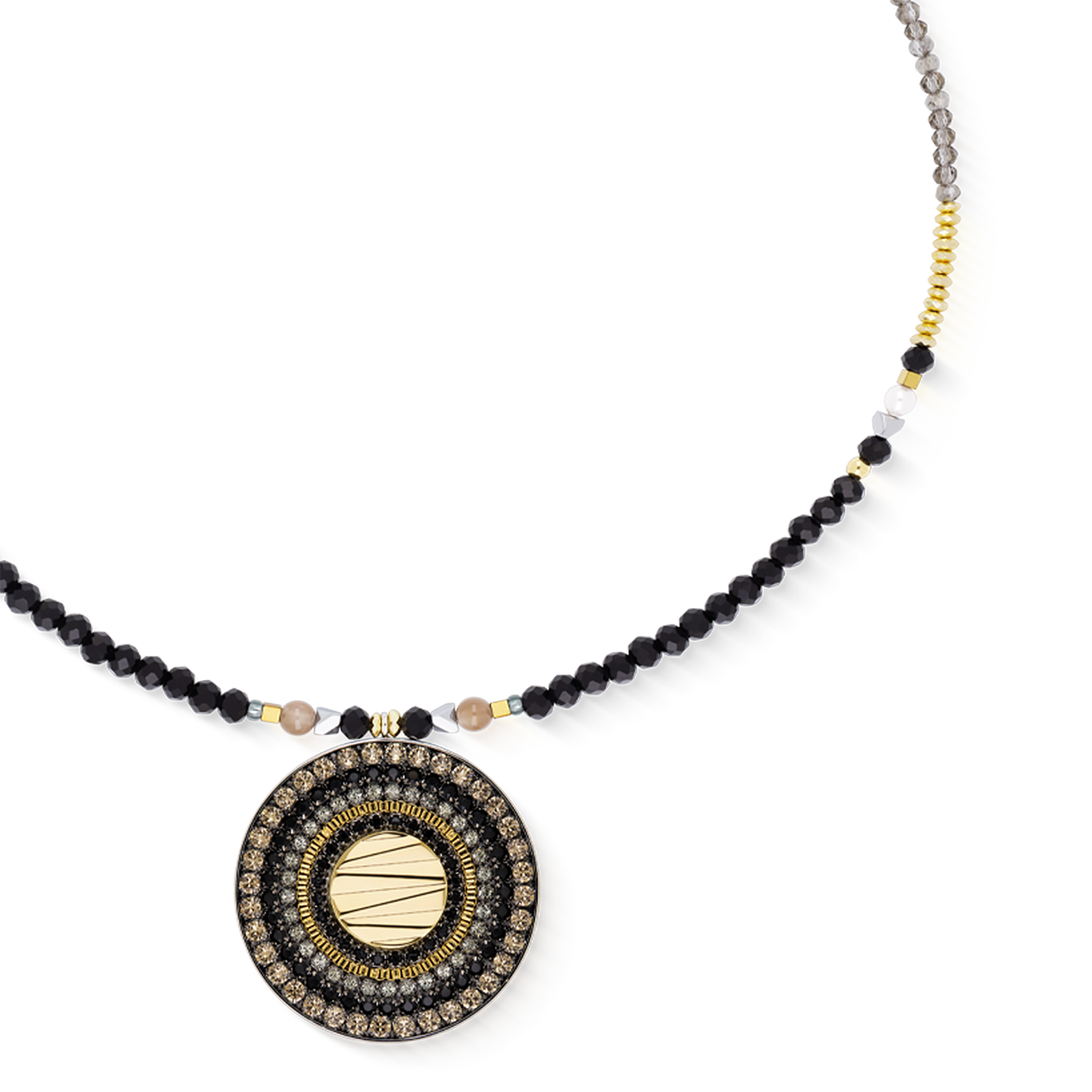 Halskette Amulett Modern Future Gold-Schwarz