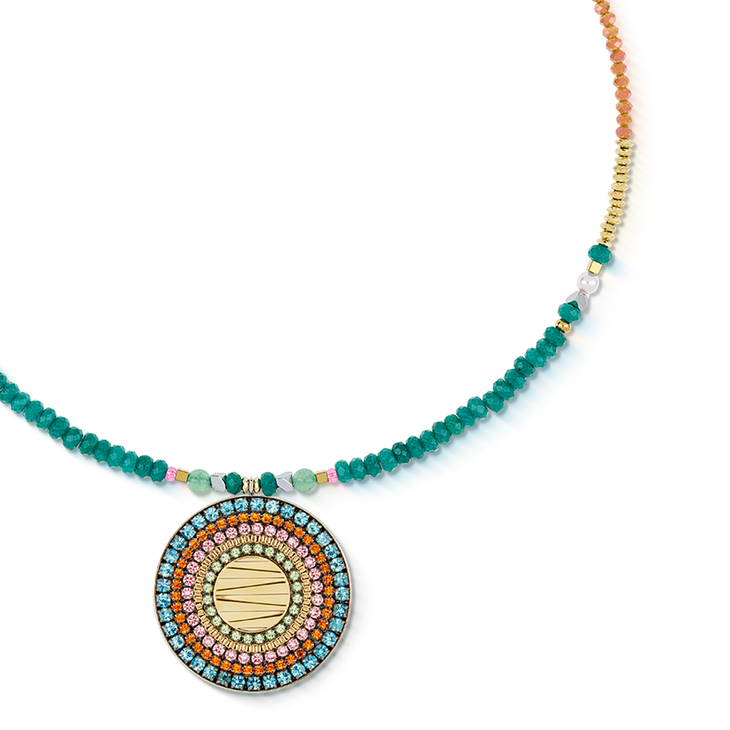 Halskette Amulett Modern Future gold multicolor Boho