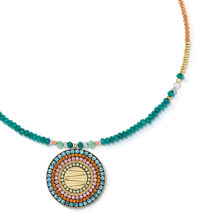 Halskette Amulett Modern Future gold multicolor Boho
