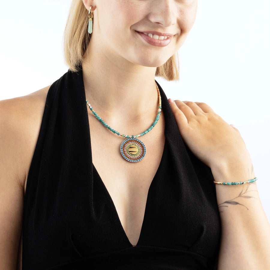 Halskette Amulett Modern Future gold multicolor Boho