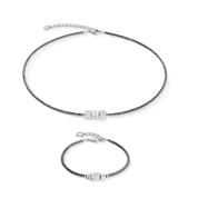 Armband Cube Trio Facets silber-grau von COEUR DE LION – im Set mit passenden Schmuckstücken