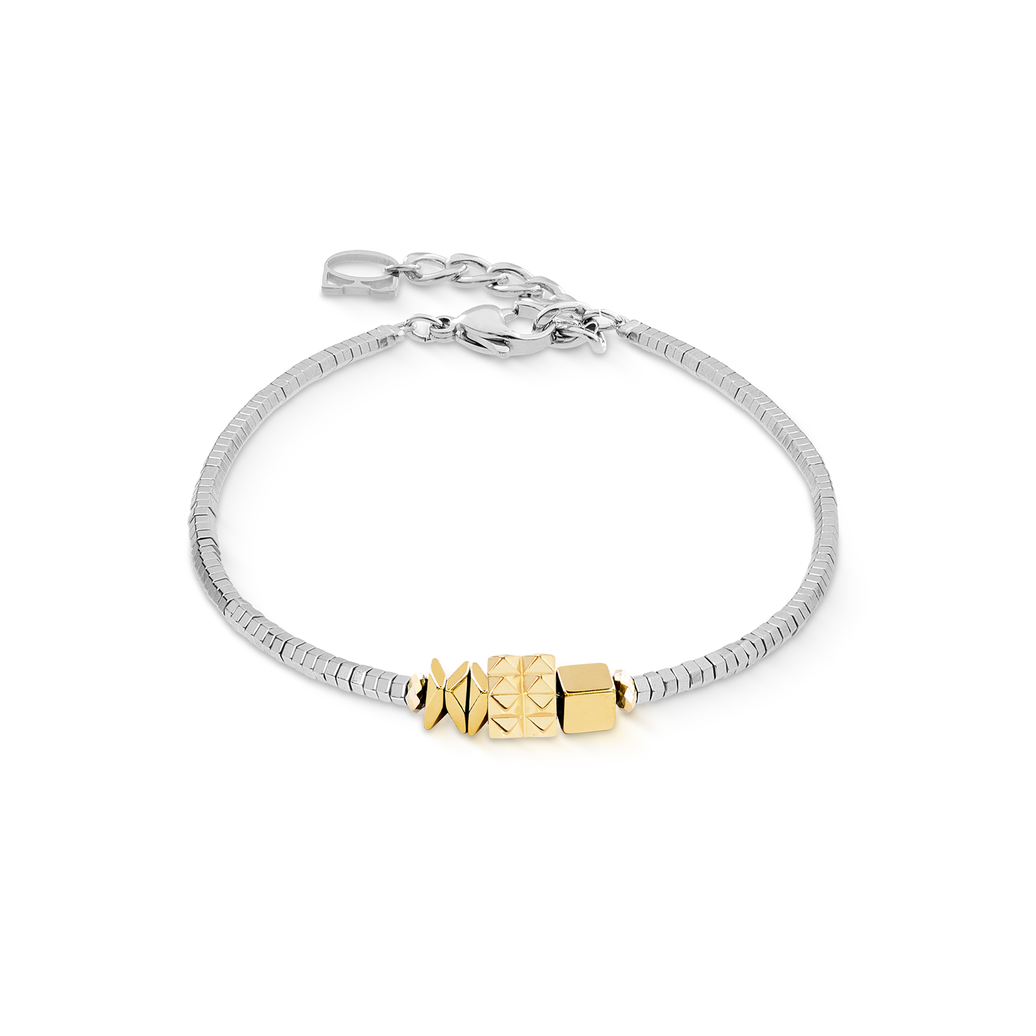 Armband Cube Trio Facets gold-silber