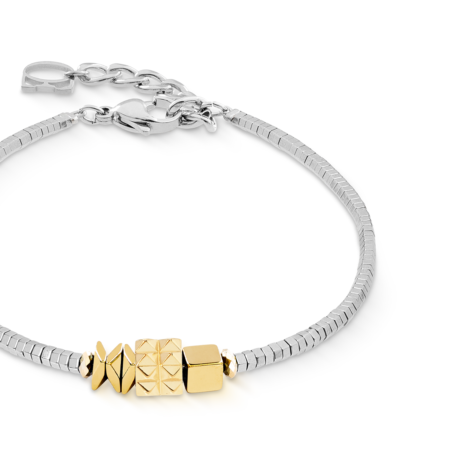 Armband Cube Trio Facets gold-silber