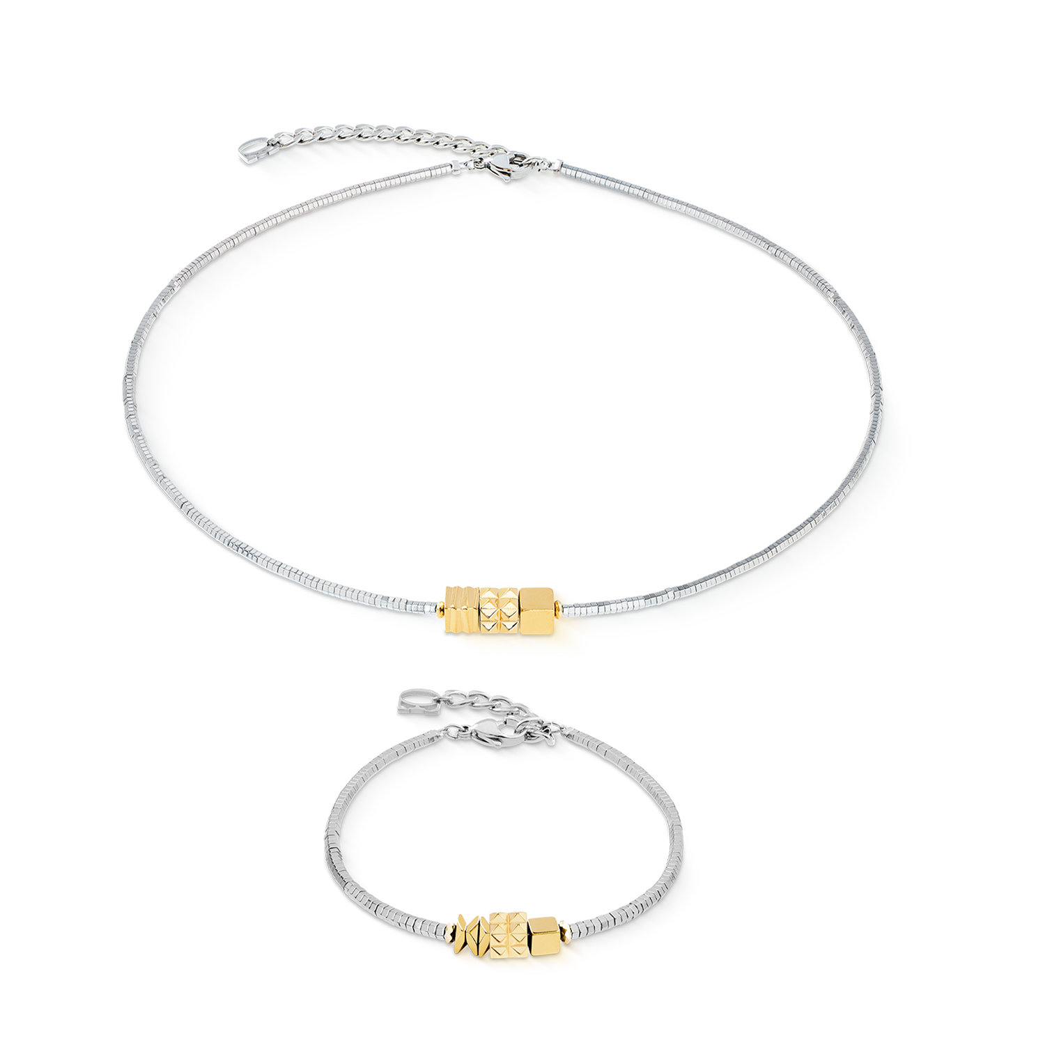 Armband Cube Trio Facets gold-silber
