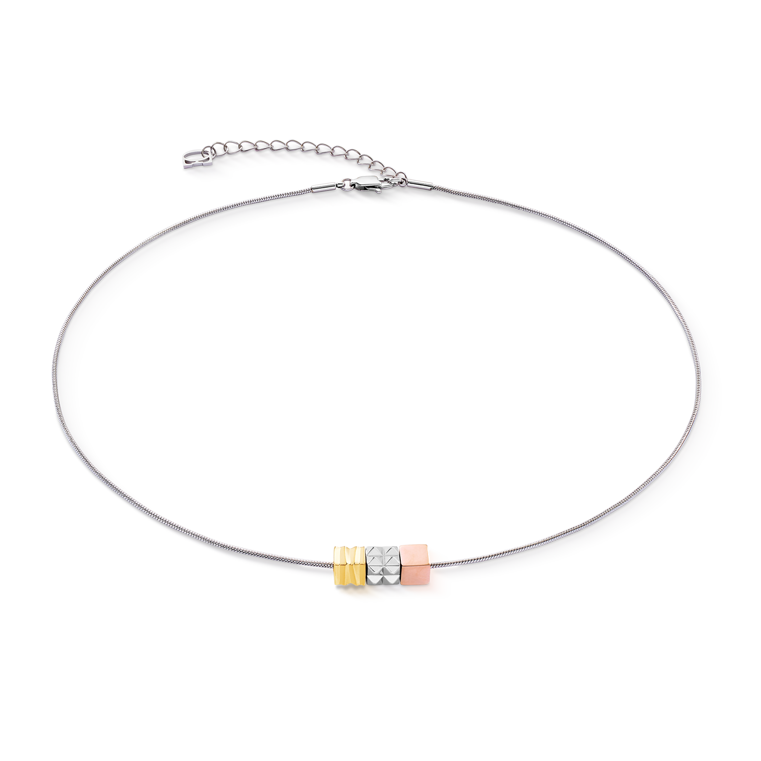 Halskette Cube Trio Facets Snake tricolor von COEUR DE LION