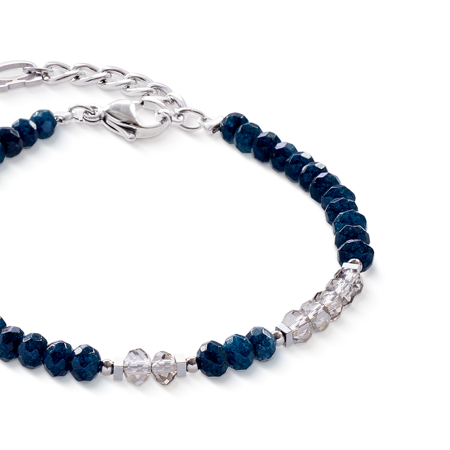 Armband Rhythm Jade Navy silber von COEUR DE LION – Detailaufnahme