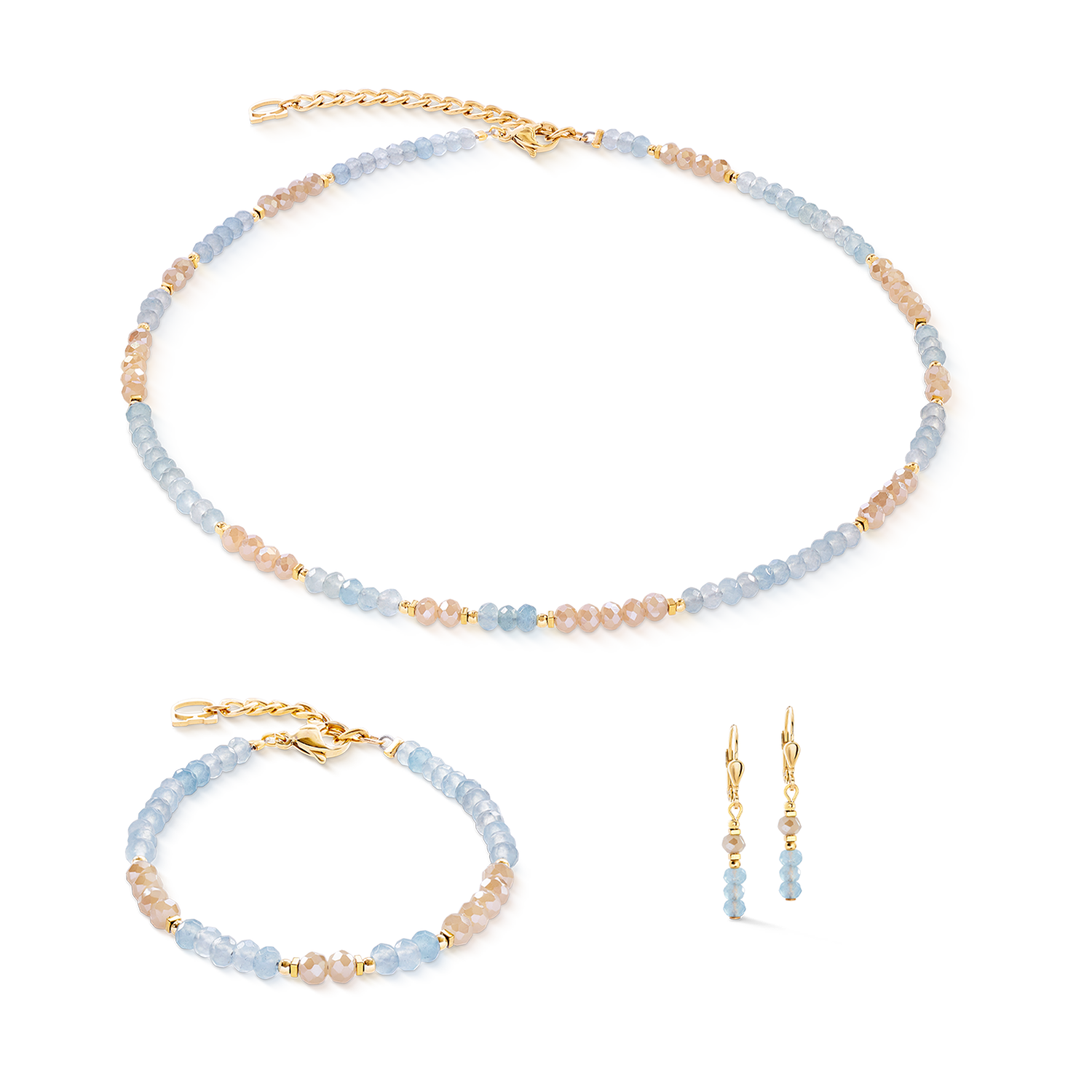 Armband Rhythm Jade Sky gold von COEUR DE LION – im Set mit passenden Schmuckstücken